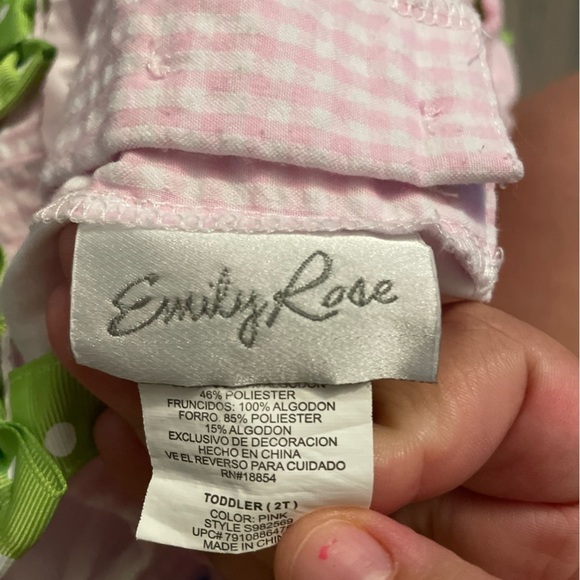 Emily Rose Toddler Girls Pink and Green Butterfly Checkered Gingham Dress size2T - Picture 7 of 7